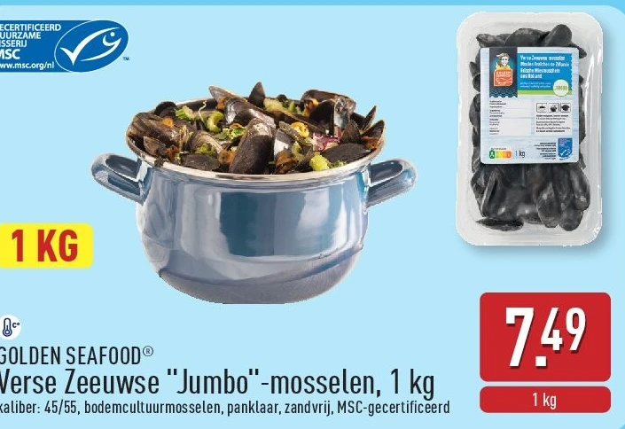 Verse Zeeuwse "Jumbo"-mosselen, 1kg