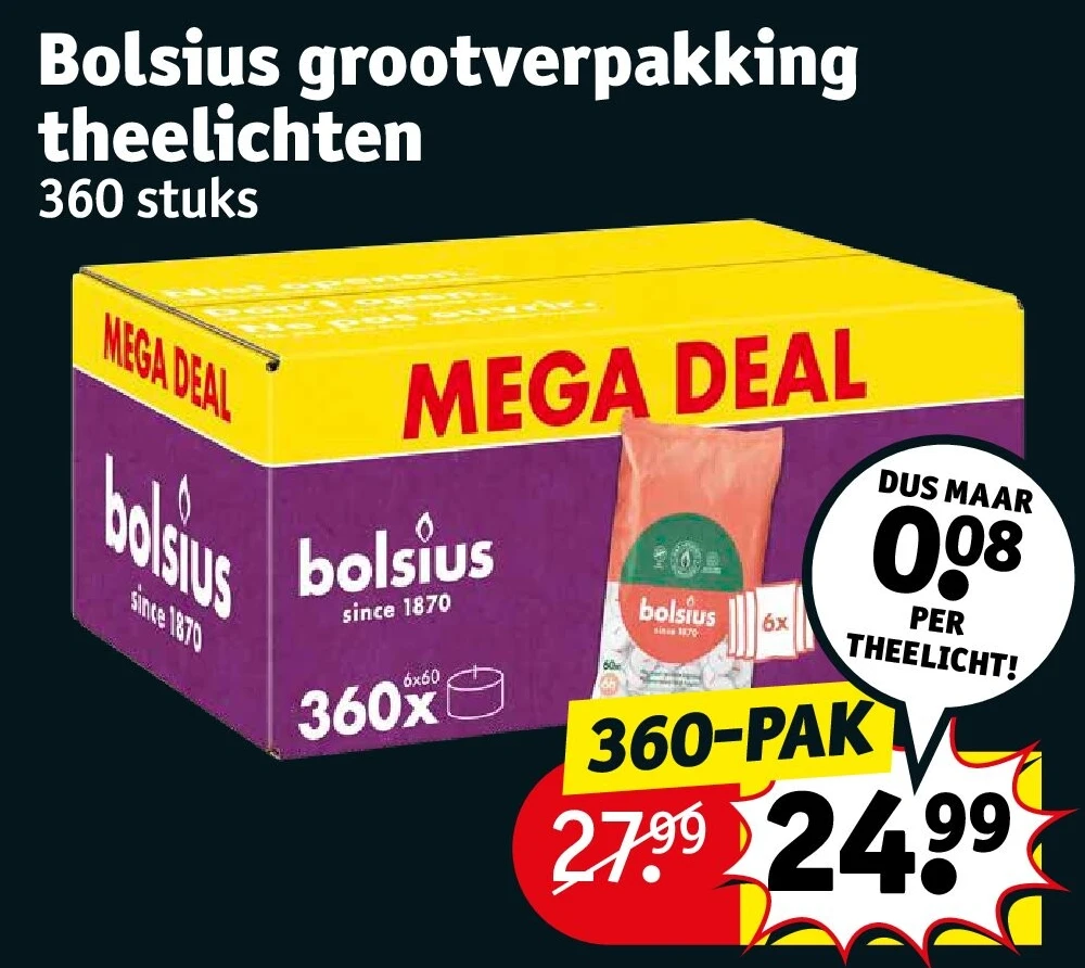 Bolsius grootverpakking theelichten