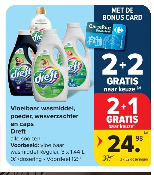 Vloeibaar wasmiddel, poeder, wasverzachter en caps Dreft