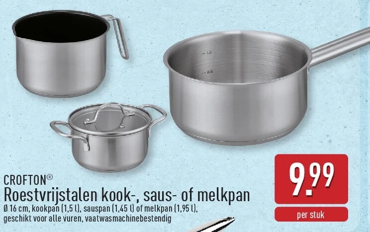 Roestvrijstalen kook-, saus- of melkpan