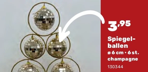 Spiegelballen ø 6 cm • 6 st. champagne