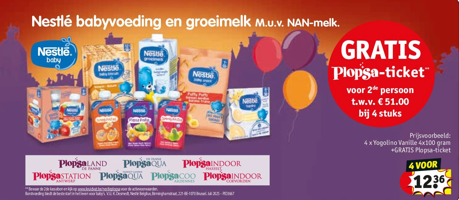 4 x Yogolino Vanille 4x100 gram +GRATIS Plopsa-ticket