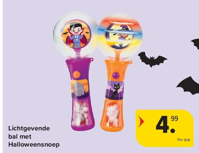 Lichtgevende bal met Halloweensnoep
