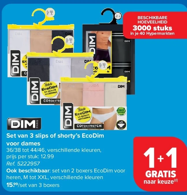 Set van 3 slips of shorty’s EcoDim voor dames