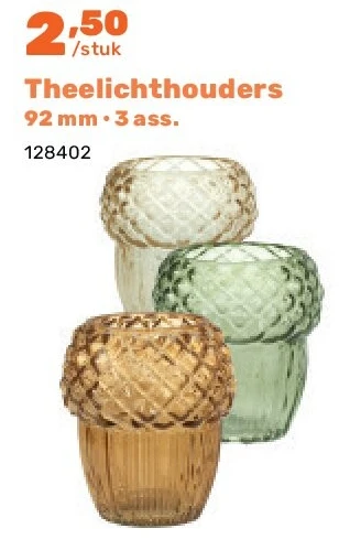 Theelichthouders 92 mm • 3 ass.