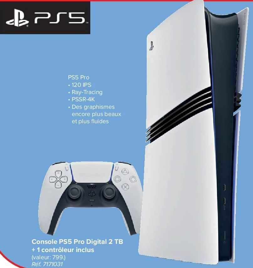 Console PS5 Pro Digital 2 TB + 1 contrôleur inclus