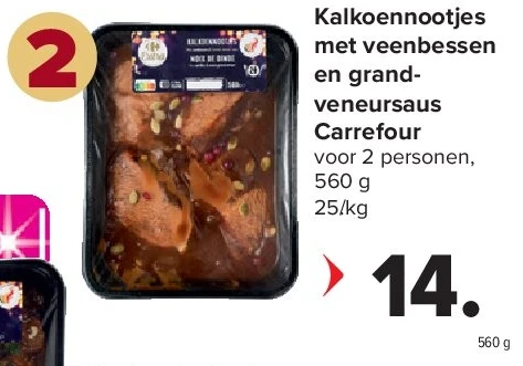 Kalkoennootjes met veenbessen en grandveneursaus Carrefour