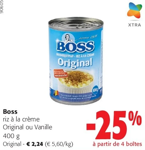 Boss riz à la crème Original ou Vanille 400 g