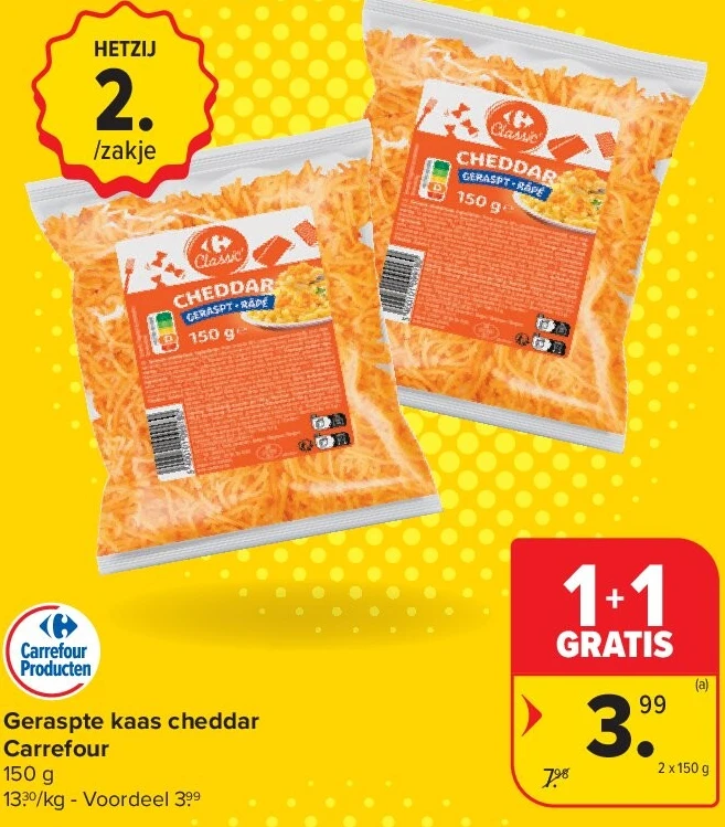 Geraspte kaas cheddar Carrefour
