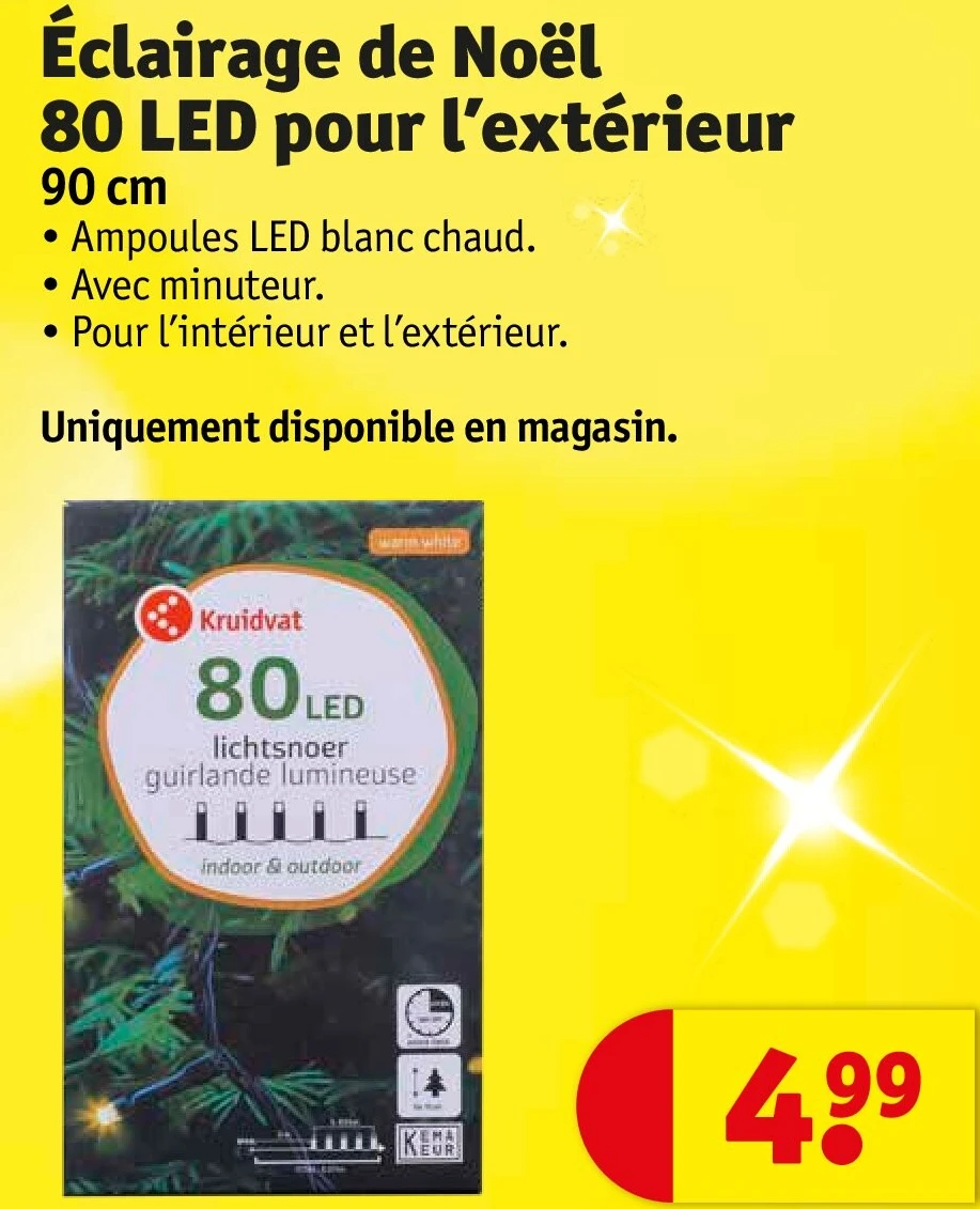 Éclairage de Noël 80 LED pour l’extérieur 90 cm