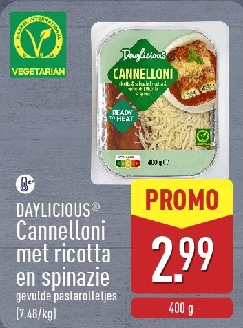 Cannelloni met ricotta en spinazie