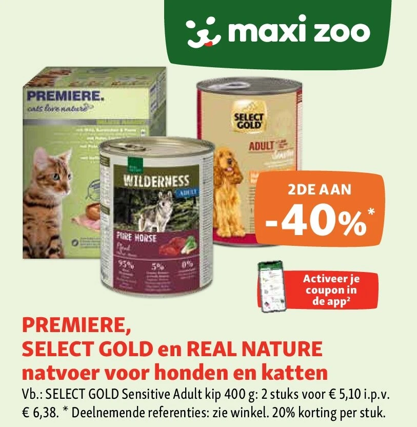 PREMIERE, SELECT GOLD en REAL NATURE natvoer voor honden en katten