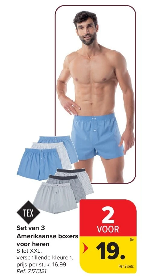Set van 3 Amerikaanse boxers voor heren