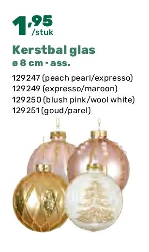 Kerstbal glas ø 8 cm • ass.