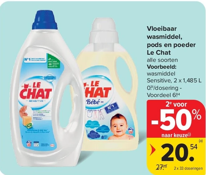 Vloeibaar wasmiddel, pods en poeder Le Chat