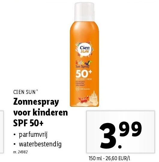 Zonnespray voor kinderen SPF 50+