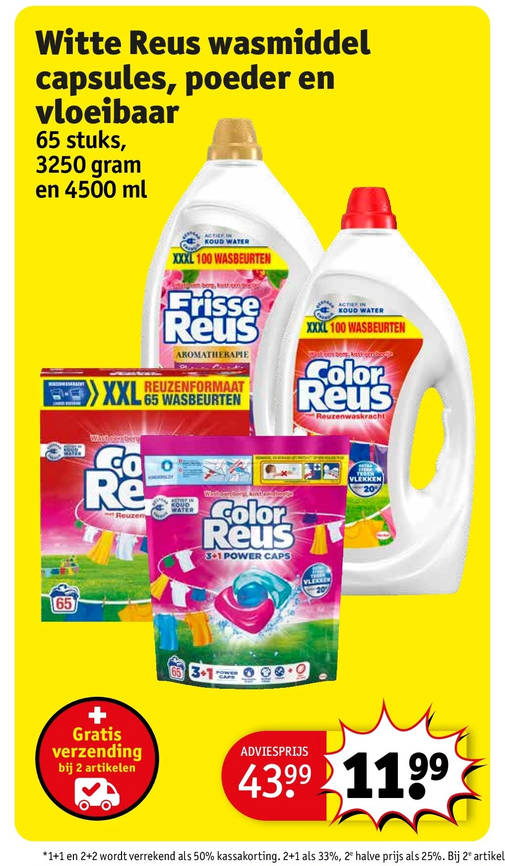 Witte Reus wasmiddel capsules, poeder en vloeibaar