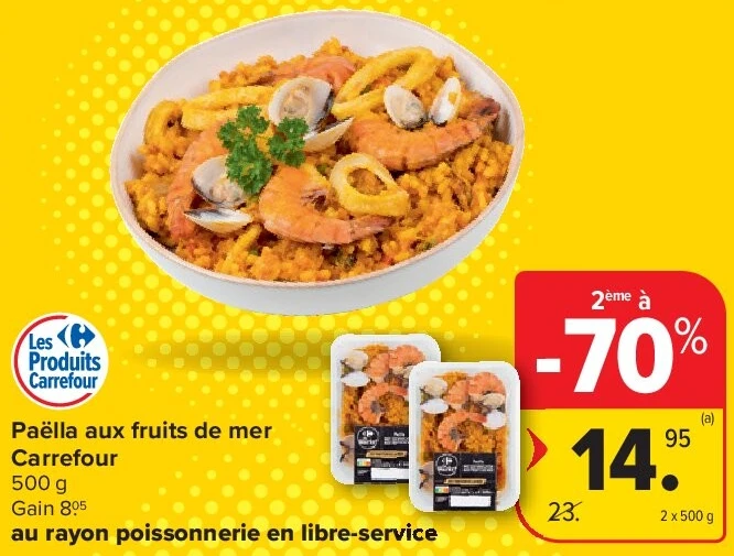 Paëlla aux fruits de mer Carrefour 2 x 500 g