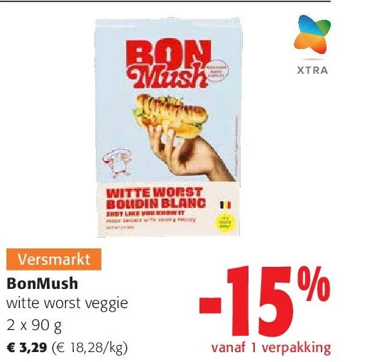 BonMush witte worst veggie 2 x 90 g