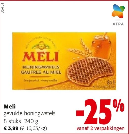 Meli gevulde honingwafels 8 stuks 240 g