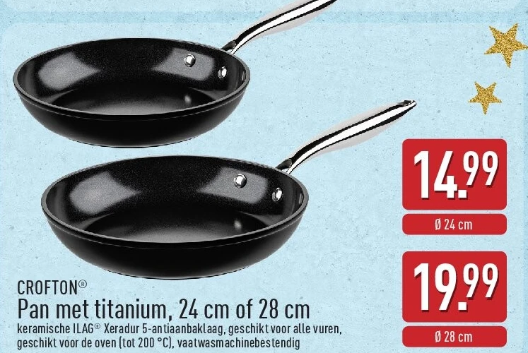 Pan met titanium, 24 cm of 28 cm