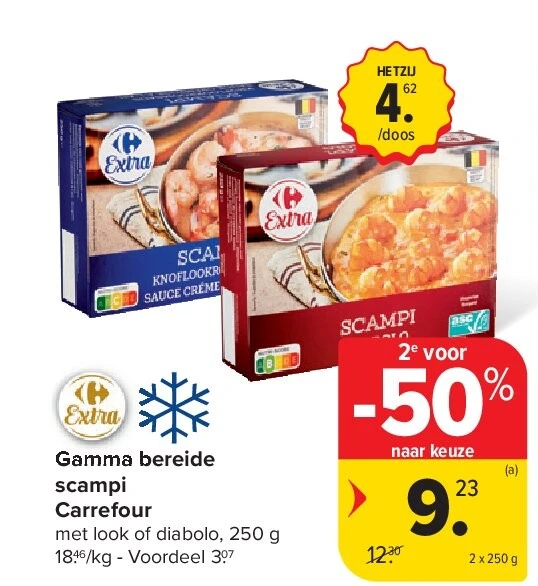 Gamma bereide scampi Carrefour