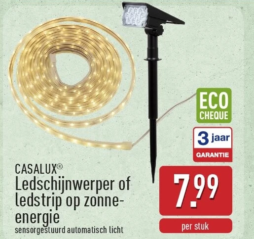 Ledschijnwerper of ledstrip op zonne- energie