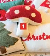 Kussen - kabouter en kerstboom: 40 x 40 cm of paddenstoel: 35 x 35 cm