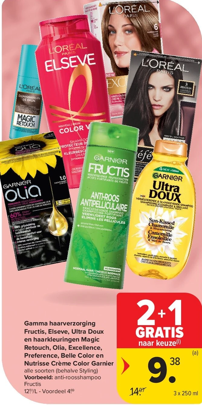Gamma haarverzorging Fructis, Elseve, Ultra Doux en haarkleuringen Magic Retouch, Olia, Excellence, Preference, Belle Color en Nutrisse Crème Color Garnier