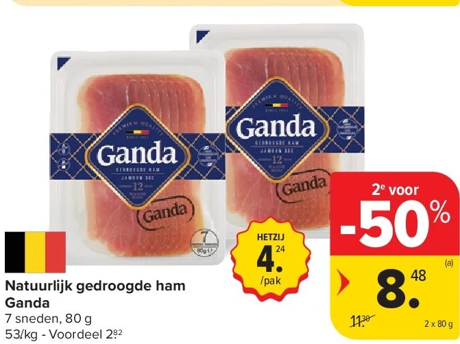 Natuurlijk gedroogde ham Ganda