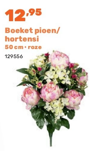 Boeket pioen/ hortensi 50 cm • roze