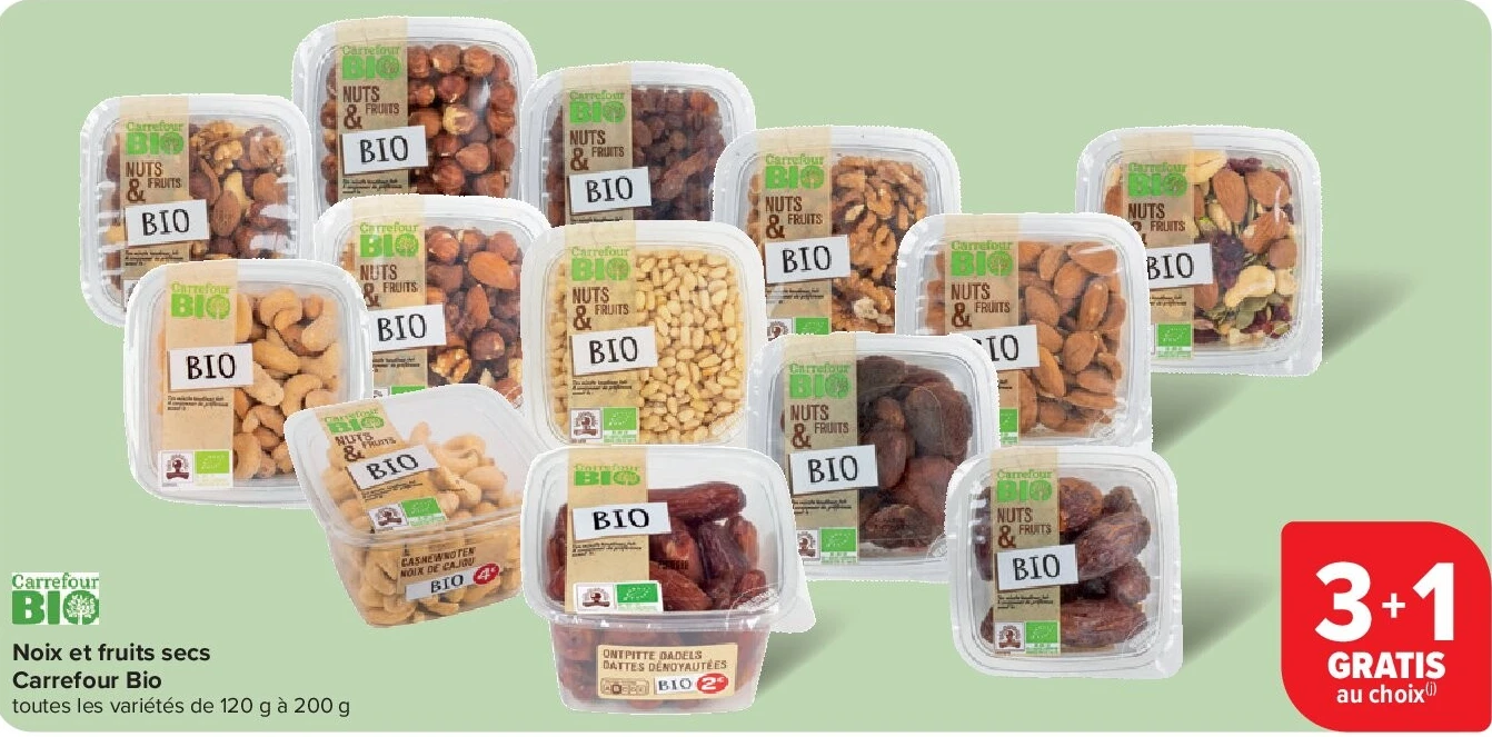 Noix et fruits secs Carrefour Bio