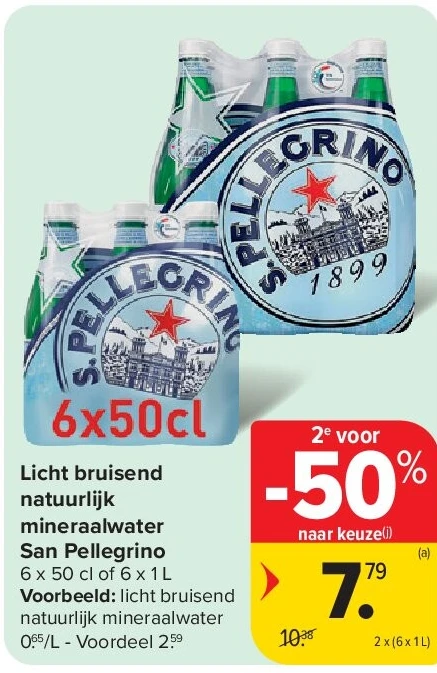 Licht bruisend natuurlijk mineraalwater San Pellegrino