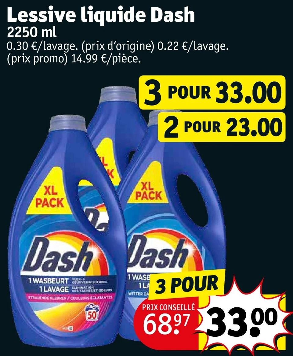 Lessive liquide Dash 2250 ml 3 POUR