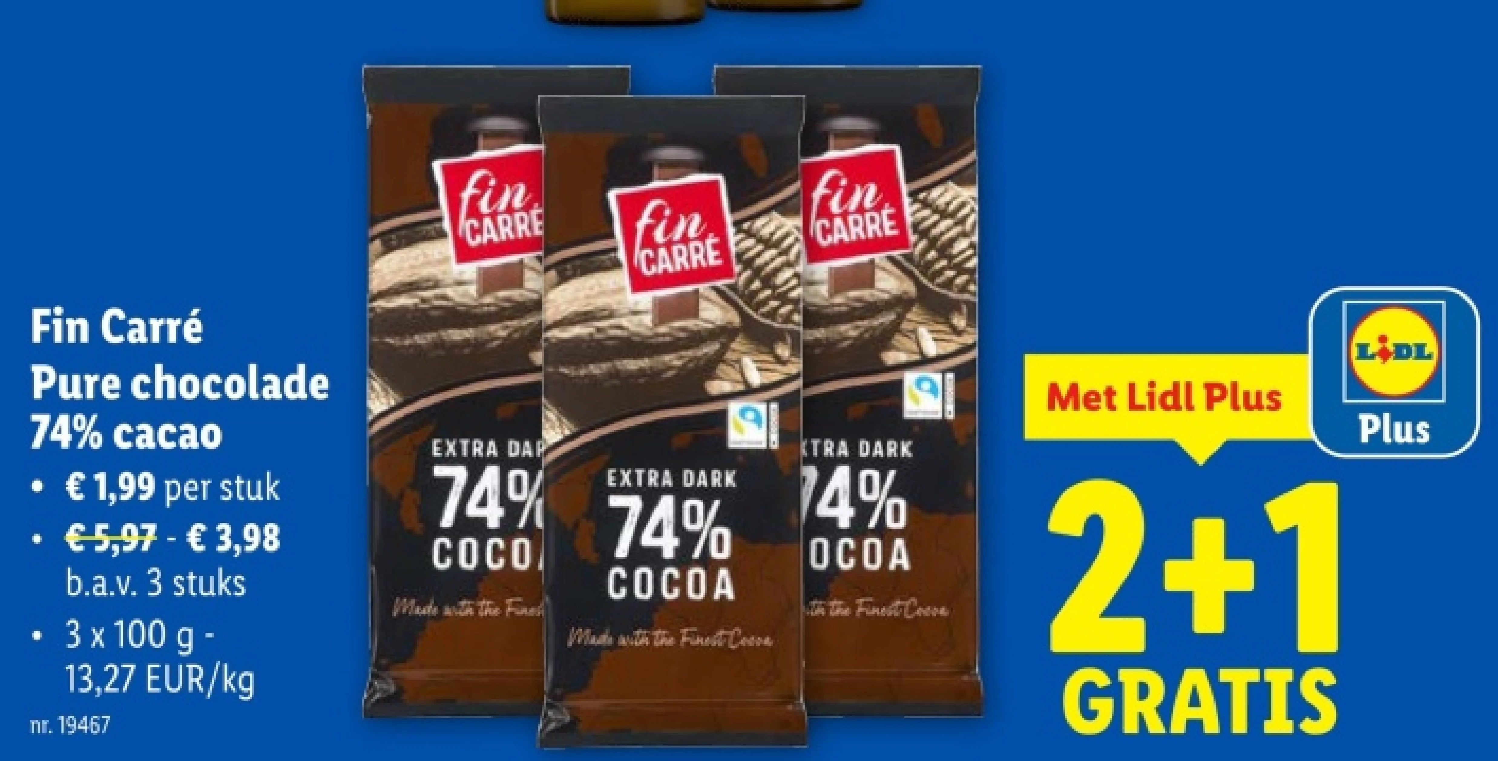Fin Carré Pure chocolade 74% сасao