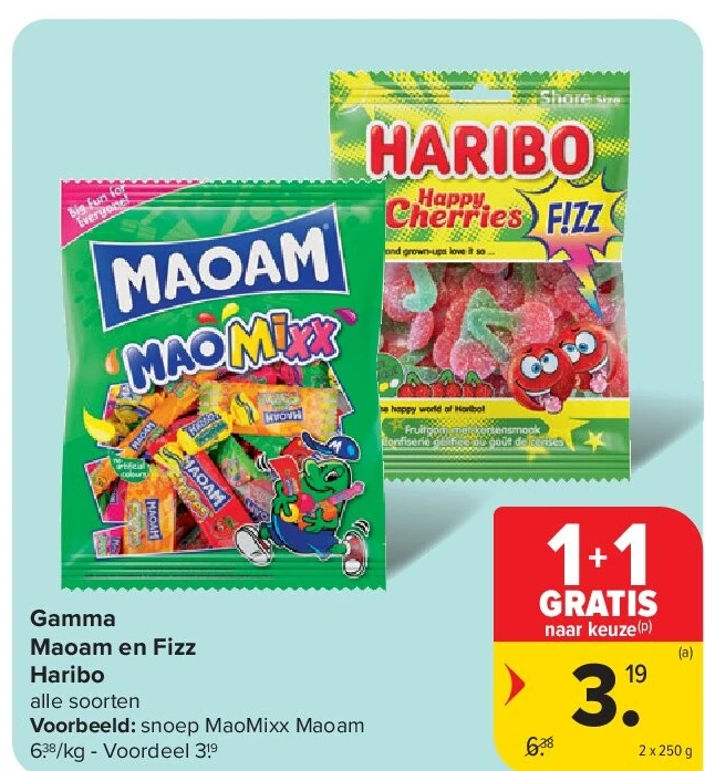 Gamma Maoam en Fizz Haribo