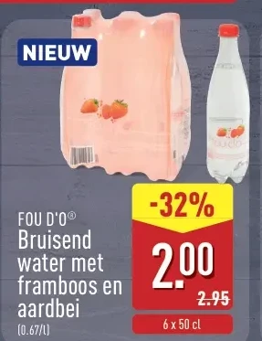 Bruisend water met framboos en aardbei
