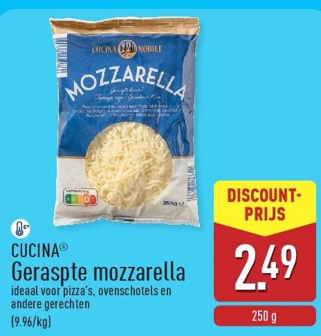 Geraspte mozzarella