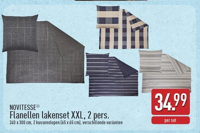 Flanellen lakenset XXL, 2pers.