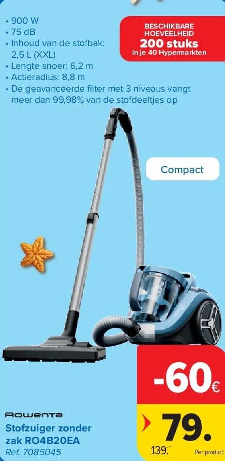 Stofzuiger zonder zak RO4B20EA