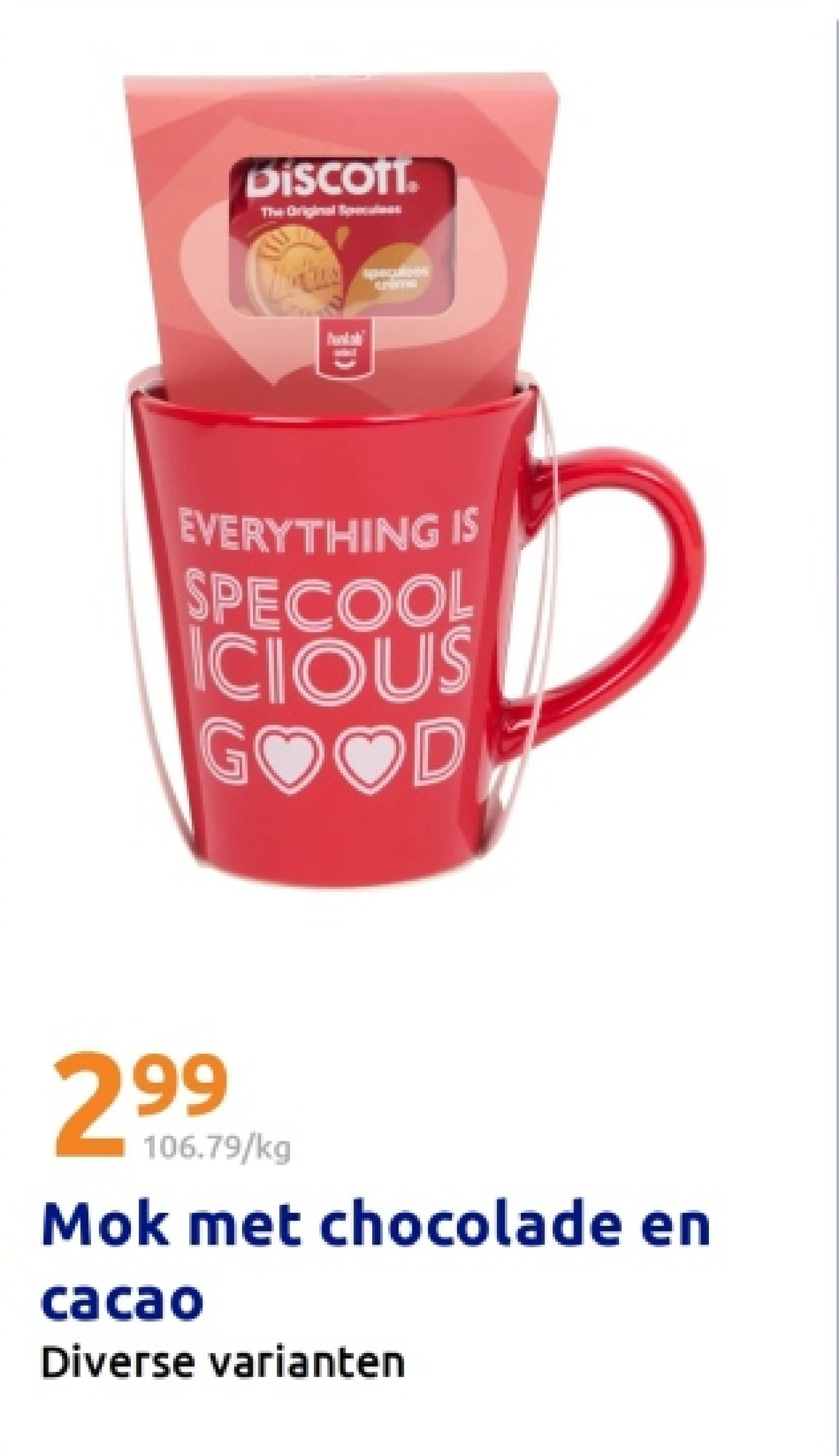 Mok met chocolade en cacao