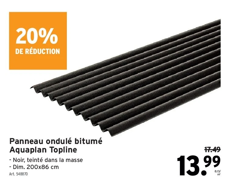 Panneau ondulé bitumé Aquaplan Topline