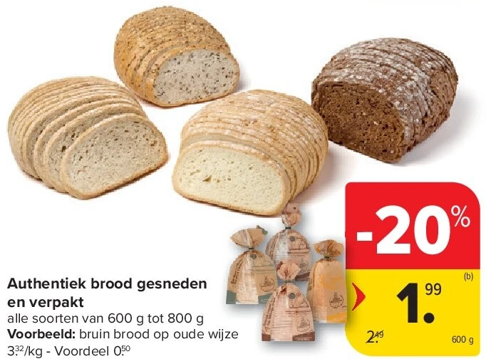 Authentiek brood gesneden en verpakt
