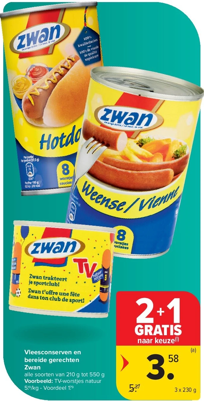 Vleesconserven en bereide gerechten Zwan