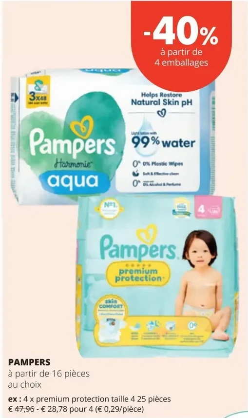 PAMPERS premium protection taille 4 25 pièces