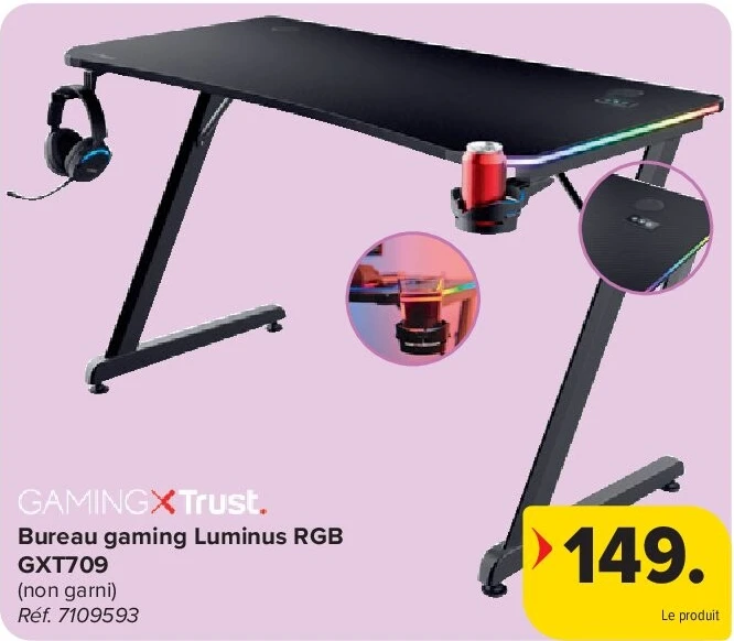 GAMINGXTrust Bureau gaming Luminus RGB GXT709