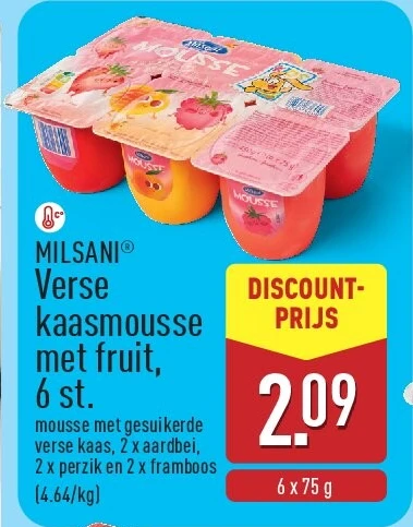 Verse kaasmousse met fruit, 6st.