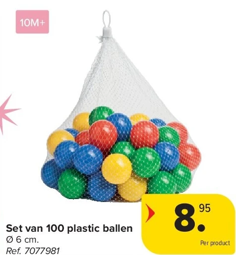Set van 100 plastic ballen