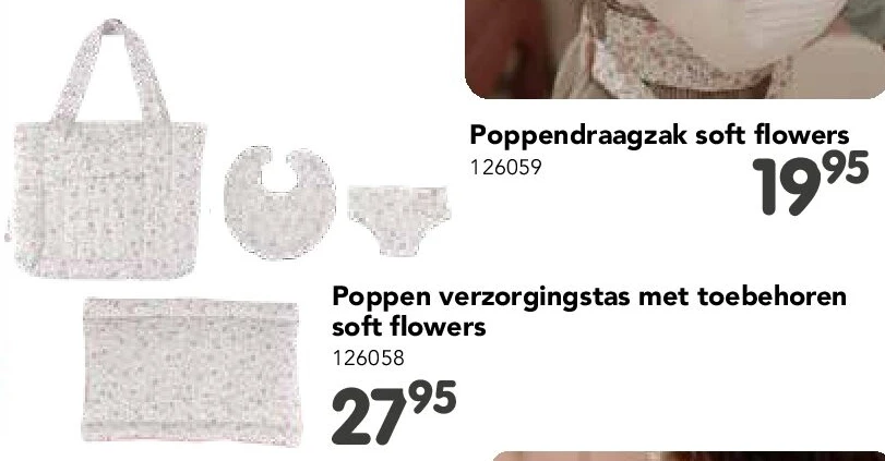 Poppen verzorgingstas met toebehoren soft flowers