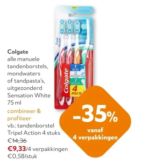 Colgate tandenborstel Tripel Action 4 stuks